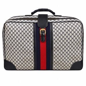 GUCCI SUPREME Sherry Line Navy GG Web Monogram Navy Suitcase COA